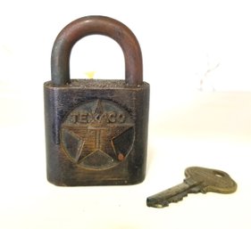 Antique Texaco Gasoline Sargent Padlock With Working Key Rare