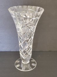 Vintage Clear Cut Crystal Large Footed Flower Vase