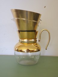 Vintage Wilbur Curtis 22K Gold Trim Glass Pyrex Drip Coffee Pot W/strainer