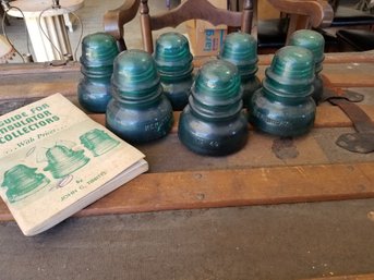 Antique Telephone Pole Glass Insulators With Vintage Collectors Book