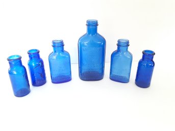 Collection Of Antique Cobalt Blue Bottles - Many Milk Of Magnesia Medicine Bottles