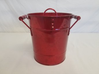 Red Metal Insulated Ice Bucket With Hook To Hang Tongs