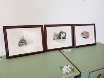 Four Wood Framed Art Prints - Redding Connecticut Landmarks