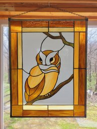 Vintage Signed Handmade Stained Glass Owl