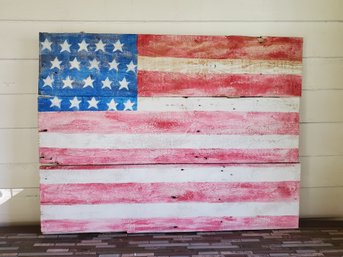 Handmade Antique Painted Barnwood USA United States American Flag Wall Hanging 25.5' X 35.5'