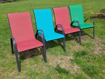 Four Colorful Outdoor Sling Chairs