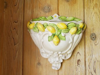 Vintage Ceramic Floral Wall Pocket Planter