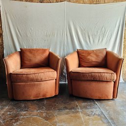 Pair Orange Swivel Chairs