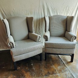 Pair Pottery Barn Wingback Chairs