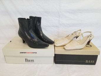 Bass Black Pointy Toe Ankle Boots & Beige Angela Mules With Original Boxes - Size 5M