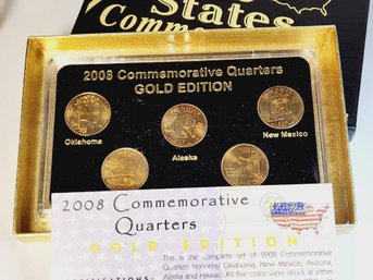 2008 24K Gold Plated Edition State Quarter Collection W/ COA & Box