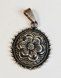 Vintage Mexico Sterling Silver Flower Pendant