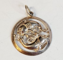 Vintage Sterling Silver Asian Fish Pendant