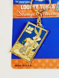 Looney Tunes 1997 Stamp Collection Keychain Bugs Bunny 32 Cent Stamp Key Ring