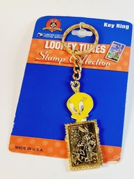 Looney Tunes 1997 Stamp Collection Keychain Tweedy Bird 32 Cent Stamp Key Ring