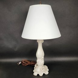 White Porcelain Lamp With Roses