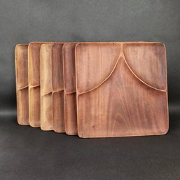 Vintage Shaped Teak Wooden Food Trays