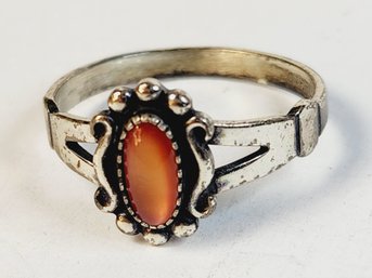 Vintage Sterling Silver Orange Stone Ring