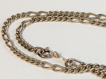 Italian Sterling Silver Figaro Link Long Necklace