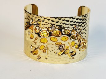 Fabulous Lilly Pulitzer Gold Tone Thick Leopard Stoned Cuff Bracelet