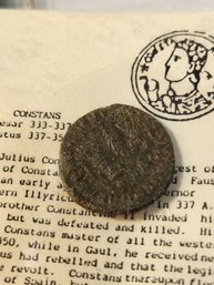 Antique Roman Empire Bronze Follis - Follianum  Constans 337-350 AD (Coin) Antiquarian Treasures