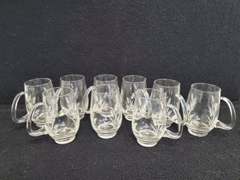 Vintage Libbey 16 Ounce Handled Wheat Etched Tankard Glasses
