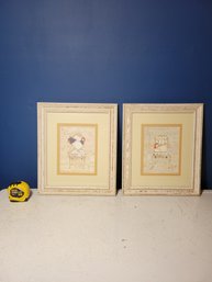 Pair Of Matching Prints.  Framed Under Glass. $40 Retail Tags Still On - - - - - - - -- - Loc: Bedroom Wrapped
