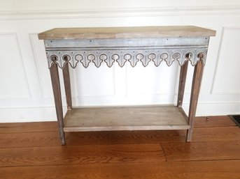 Wood Sofa, Wall, Accent Table With Galvanized Metal Trim Gilding
