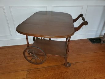 Vintage Wood Drop Leaf Rolling Tea Cart