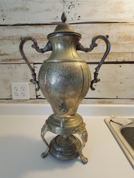 Art Nouveau Vintage Large Silver Plated Samovar Teapot / Coffee Urn With Warmer Burner