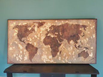 Canvas On Wood Frame 24x48 World Map Wall Art