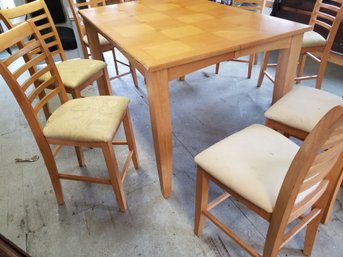 Bar Height Kitchen Table With Hidden Leaves With Eight Upholstered Ladder Back Tall Chairs