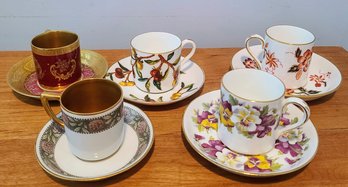 Set Of Five Assorted Fine China Teacups (Includes Crown Staffordshire And Rosenthal)