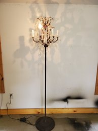 Candleabra Style Glass Crystals Working Floor Lamp