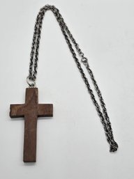 Vintage Wooden Cross On Nice Chain