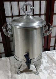 Beautiful Vintage Stainless Steel Coffee Urn With Silver Plate Accents