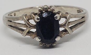 Sterling Silver Size 8 Blue Sapphire Ring ~ 2.25 Grams