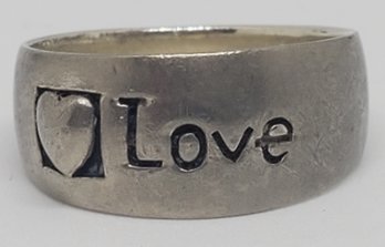 Sterling Silver Size 5.5 'Love' Heart Ring ~ 3.41 Grams