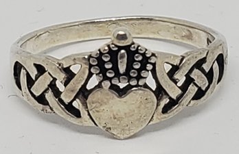 Another Beautiful Sterling Silver Size 7 Irish Claddagh Ring ~ 2.17 Grams