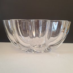 Orrefors Heavy Scalloped Crystal Serving Bowl With Signature