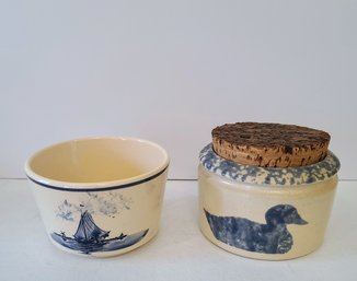 2-piece Bowl Set With Delft Pottery & Marion Waldo McChesney - Pawlet, VT