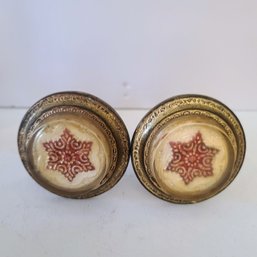 Vintage Burnished Gold Leaf Star Medallion Holdback Drawer Pulls
