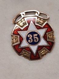 Vintage Enamel International Order Of Odd Fellows 35-Year Pin