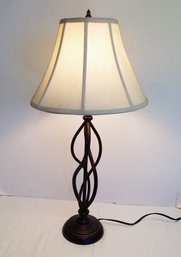 Vintage 29' Twisted Bronze Finish Three Way Accent Lamp With Fabric Shade