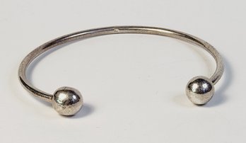 Sterling Silver Torque Ball Open Bangle  Cuff Bracelet (cape Cod-ish)