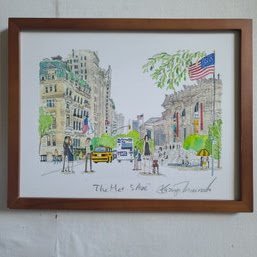 Framed Colored Sketch 'the Met 5 Ave'