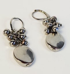 UNIQUE Silver Tone Hanging Dangle Ball Earrings