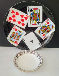 Queen's 'Cut For Coffee' Decorative Plate And Fitz And Floyd 'House Of Cards' Bowl
