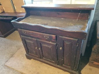 Vintage Dark Wood Traditional Dry Sink Cabinet