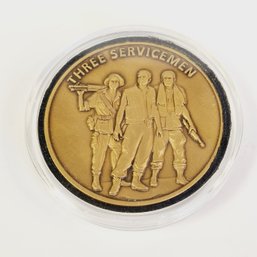 Vintage Memorial Medal - USA Military  Three Serviceman / Vietnam Memorial Bronze Coin